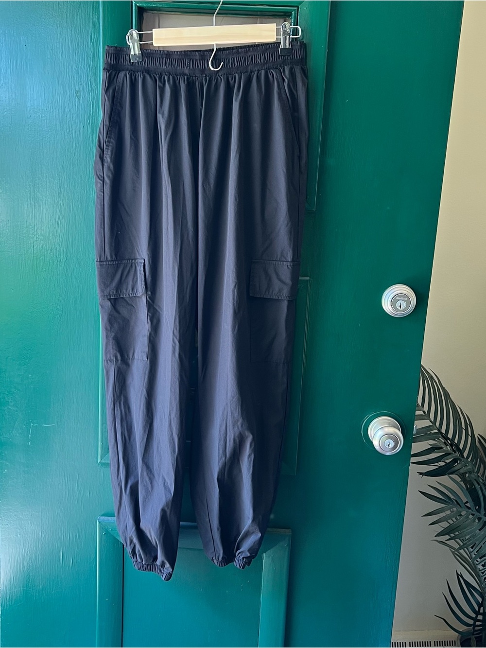 Men's Black Cargo Jogger Pants - Lightweight Elastic Waist
